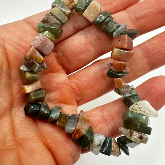 Stunning stretchy jasper, agate chipped bracelet! - Picture 10 of 14